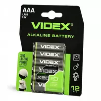 Baterijos AAA VIDEX (12 vnt.) Alkaline, 1.5V, 1200mAh