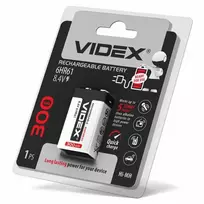 Įkraunama baterija 9V Krona (6HR61) VIDEX (1 vnt.) Ni-MH, 9V, 300mAh