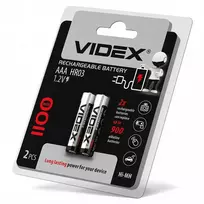 Įkraunamos baterijos AAA (HR03) VIDEX (2 vnt.) Ni-MH, 1.2V, 1100mAh