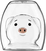 Dvigubos sienelės stiklinės PIGGY