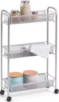 Daugiafunkcis mobilus organizatorius virtuvei arba vonios kambariui, 3 tinklinės lentynos, 4 ratukai, medžiaga metalas, prekės ženklas Zeller