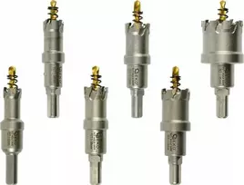 Geko Karbido dantukais pjaustytų skylių metalui rinkinys su titano grąžtais, 6 vnt., 16–35 mm (16)