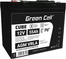 Green Cell Žalias Cell Žalias Cell CUBE AGM IP54 12V 55Ah VRLA Baterija Gel gilaus ciklo motoroleris vejapjovė valtis barža vejapjovė traktorius žvejybos laivas