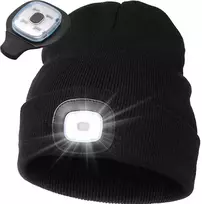 Žieminė kepurė su LED lempute, USB įkrovimas, 3 apšvietimo režimai