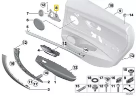 Originalus BMW F34 F34N adapterio durų apdailos plokštės dešinė OEM 51447342184