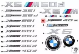 NAUJA OEM BMW F15 Priekinės Durys X Drive 40e Emblema Ženklelis Logotipas 51147358545