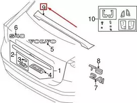 VOLVO V50 Galinis dangtis spoileris 39852690 NAUJAS ORIGINALUS