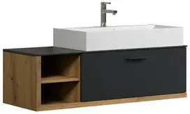 Praustuvo spintelė su praustuve Synnax, 120 x 45 x 36 cm, antracitas / ąžuolas