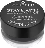 Essence Cosmetics Stay y Play Akių apvadas Gel En Tarro 01-Juodas, 5 g