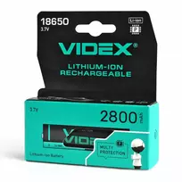 Įkraunama baterija 18650-P VIDEX (1 vnt.) Li-Ion, 3.7V, 2800mAh