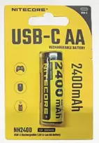 Nitecore NH2400 2400mAh USB-C įkraunama AA baterija, 1 vnt.