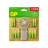 GP Battery GP - Ultra Alkaline 12xAA + 12xAA baterijų + rankinis vėduoklis