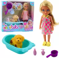 Lean Toys Lėlės ir šuns maudymo rinkinys su interaktyviais priedais