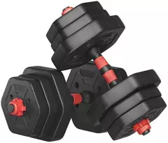 SONGMICS hantelių rinkinys su jungiamąja strypu 20 kg namams, tamsiai juodos spalvos