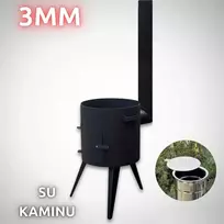 Krosnelė Kazan Mangal 12-16L kazanui / skersmuo 39cm / plienas 3mm (su juodu kaminu)