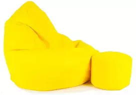 Sėdmaišis su pufu Mega Comfort XXL, dirbtinė oda, geltonas