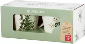 2 kalėdinių puodelių rinkinys Dovanų Kalėdų eglutė 320 ml AMBITION