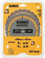 Pjovimo diskas medienai DeWalt DT90270-QZ; 165x20 mm; 2 vnt.