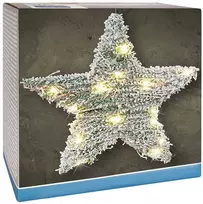 Kalėdinė apsnigta šviečianti žvaigždė puošmena, kalėdinis apšvietimas, 30 LED, 40 cm