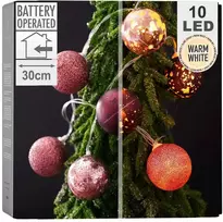 Nedūžtantys violetiniai kalėdinės eglutės šviestuvai 10 LED 4 cm