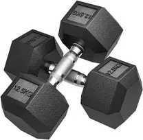 HOMCOM Hanteliai su rifliuota rankena, iš ketaus, 2 x 12,5kg, skirti namams, sporto salei, jėgos treniruotėms