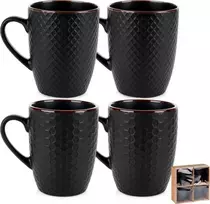 Keraminiai puodeliai Vilde 400 ml, juodi, 4 vnt.