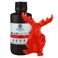 PrimaCreator Value vandeniu plaunama UV derva – 500 ml – skaidri raudona