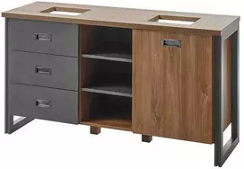 Praustuvo spintelė + 2 praustuvės Detroit, ąžuolas/pilkas