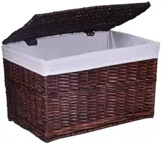 Pintinė skrynia daiktams 76x46x46 cm, 160L, ruda, lininis pamušalas, drabužių, žaislų laikymo dėžė