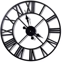 Sieninis laikrodis 50 cm, retro stiliaus, metalinis, juodas, tylus, vintažinis, senovinis, klasikinio dizaino