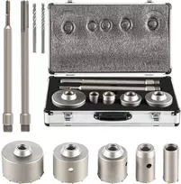 Betono gręžimo karūnėlių rinkinys, 30-100 mm, SDS Plus/Max, plytų, akmens, mūro, betono gręžimui