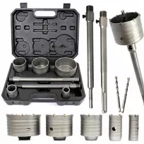 Betono sienos gręžimo karūnų rinkinys, 9 dalių komplektas su SDS plus ir SDS MAX adapteriais, 30-100 mm skylių pjūklų rinkinys, mūro grąžtų rinkinys betonui, plytoms ir plytelėms