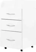 Balta spintelė su 3 stalčiais, mobili saugojimo spintelė, baltas saugojimo blokas, maža komoda, miegamojo saugojimo spintelė