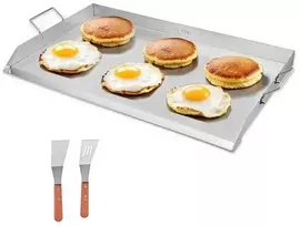 Nerūdijančio plieno plokščia kepimo plokštė, universali BBQ grilio keptuvė, 910x525mm kepimo indas, sunki kepimo plokštė dujinėms ir elektrinėms viryklėms