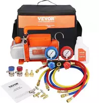 HVAC vakuuminio siurblio rinkinys, 100 l/min 1/5 AG AC šaltnešio atgavimo įrankis, skirtas R134a, R1234yf, su kolektoriaus manometru ir 3 spalvų žarna