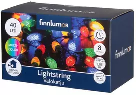 Finnlumor retro stiliaus LED Kalėdinė girlianda „Kankorėžiai“, 40 lempučių, spalvota