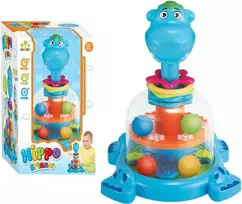 Lean Toys Žaislinis besisukantis begemotas su kamuoliukais vaikams, 24.5x17x14 cm