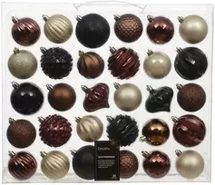 „Decoris“ nedūžtančios kalėdinės eglutės dekoracijos, kapučino spalvos, 30 vnt.
