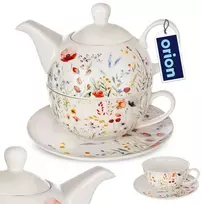 Lumarko Siaki Kolekcija Arbatinukas su Puodeliu ir Lėkštute Baltas MOHNBLUMEN 3-vnt.