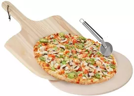 Excellent Houseware Vilde Picos kepimo akmuo ugniai atsparus su ližė ir peiliu (3 dalių rinkinys)