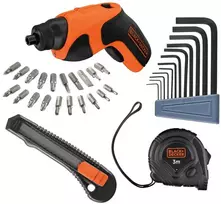 Black & Decker 1/4 colio akumuliatorinis atsuktuvas + 34 priedai, 3,6 V, 1,5 Ah, Juodas & Decker [CS3651LCA35-QW]