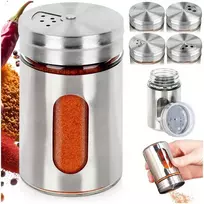 Excellent Houseware Praktinė Prieskonių Dėžutė Stiklinė 100 ml - Prieskonių Barstytuvė - Stiklinė Talpa - Su Daugiasluoksniais Dozavimo Angomis