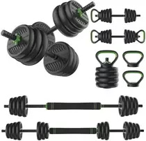 None Svarmenų rinkinys TUNTURI Vinyl Barbell & Dumbbell set (20 / 28 kg) (Svoris: 28 kg)