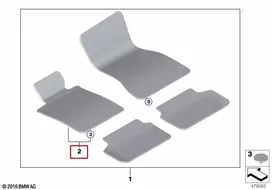 BMW Dešinės Dėžės Kilimėlis Velours Juodas 5 G30 G31 Originalus 51477489629