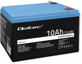 Qoltec 53713 LiFePO4 ličio geležies fosfato akumuliatorius | 12.8V | 10Ah | 128Wh | BMS