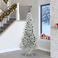 Kalėdų eglutė su 300 LED s stovu Sidabro 240 cm PET