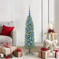 Dirbtinis lieknas Kalėdų medis su 150 LED Žalia ir balta 120 cm
