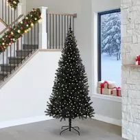 Kalėdų eglutė su 300 LED s stovu Juoda 240 cm PVC