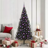 Kalėdų eglutė su 300 LED s stovu Juoda 180 cm PVC