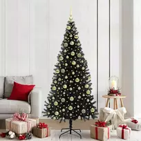Kalėdų eglutė su 300 LED s stovu Juoda 210 cm PVC
